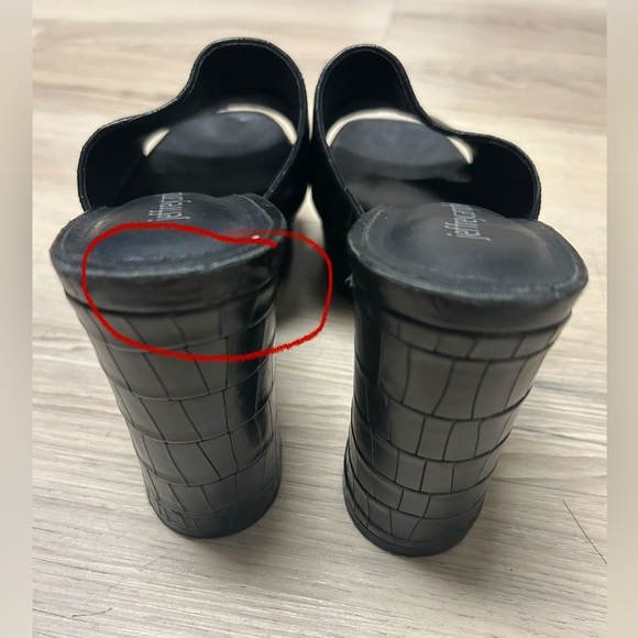 Jeffrey Campbell Platform Sandal Croc Embossed Magdalen Black Leather Sz 7.5 - Picture 9 of 11